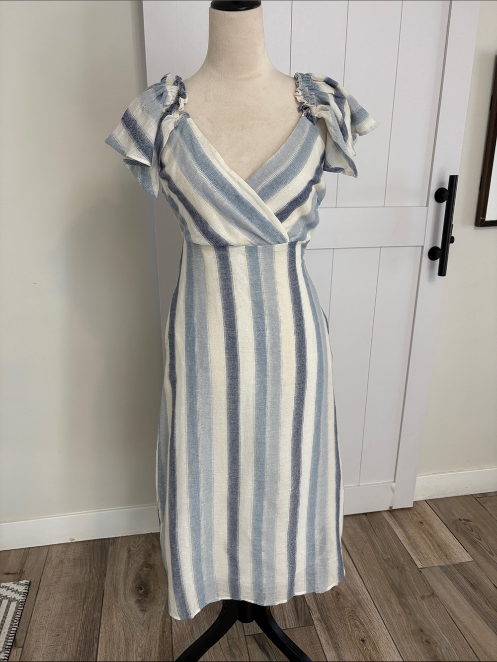 Lulu's Blue and White Striped Midi Dress